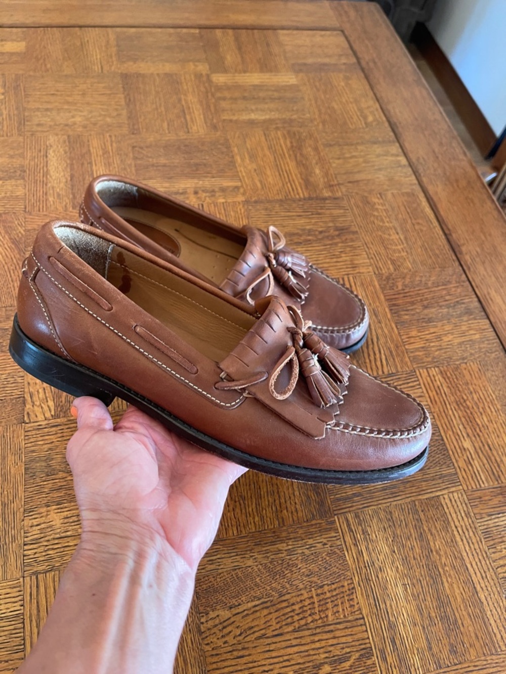 Johnston & Murphy Brown Leather Tassel Moccasin Loafers